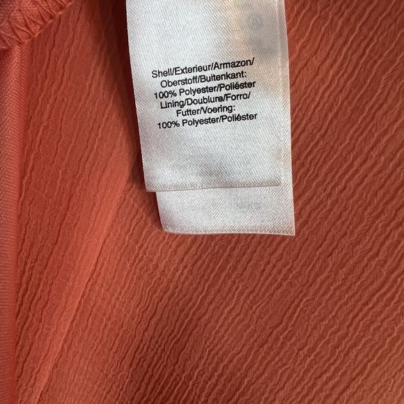 Donna Karan Women's DressPoly Crinkled Chiffon Coral Size 12 (NEW) - Picture 6 of 6